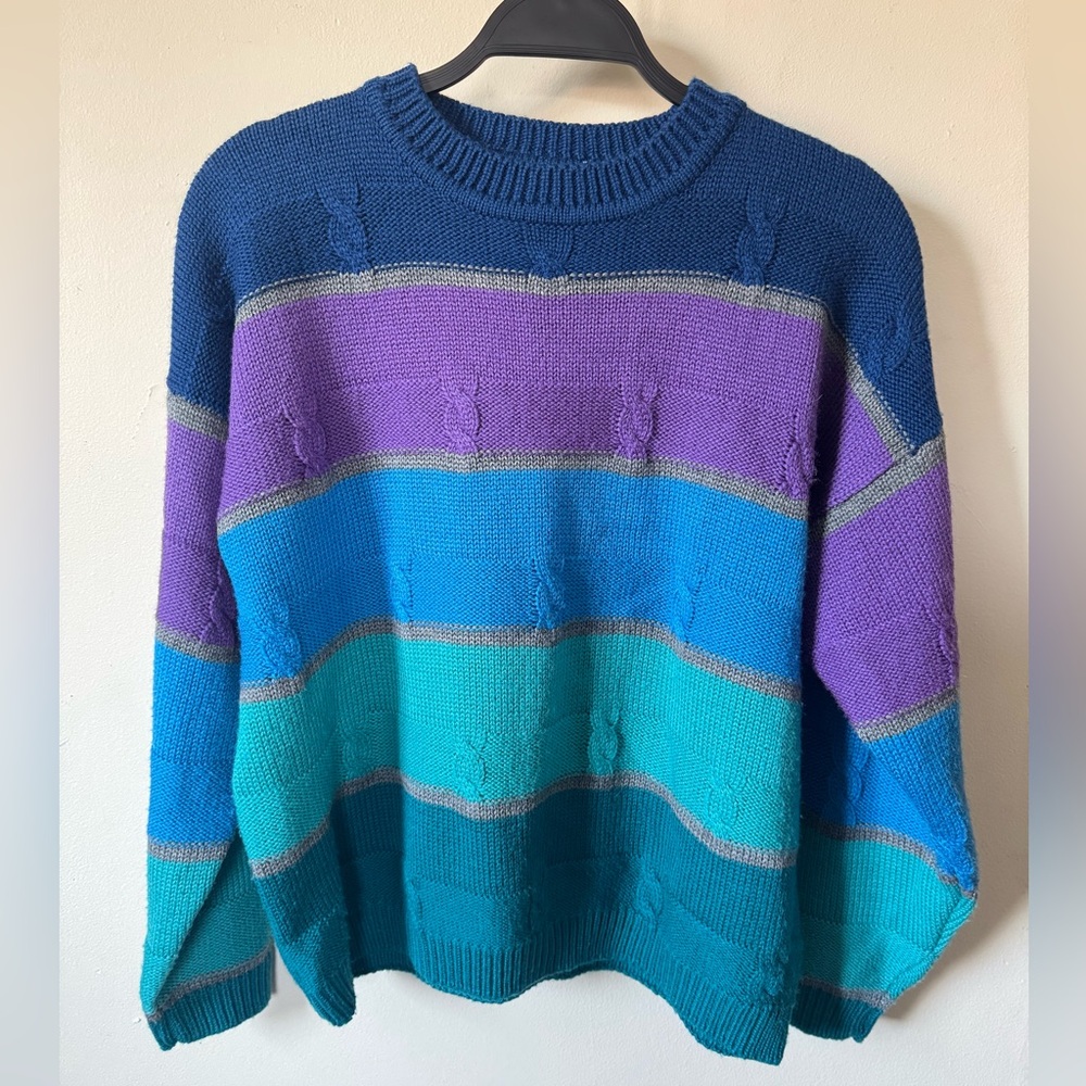 1990’s EXCELLENT CONDITION TOGETHER COLORBLOCK WOOL BLEND SWEATER SOZE MEDIUM